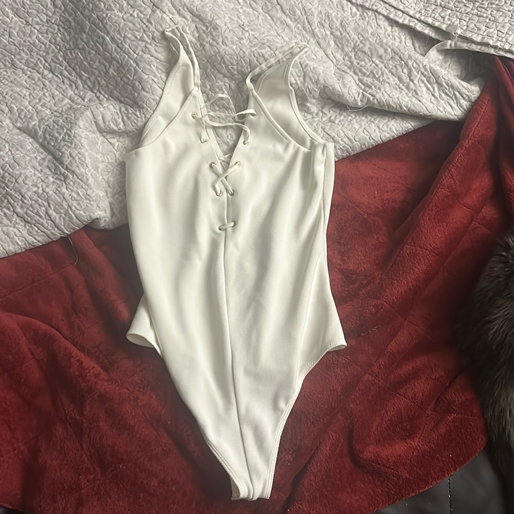 Express White laced body suit
